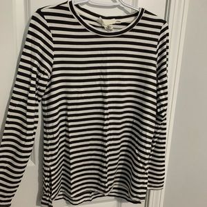 Navy and White Striped Long Sleeve Shirt